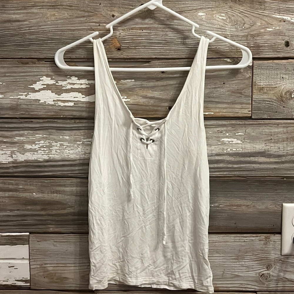White tie up American Eagle Tank soft and sexy line